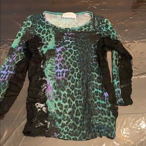 Emilio Pucci Lace Cheetah Long Sleeve Blouse